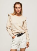 pulover din bumbac cu volane femei Pepe Jeans piele de bivol 6Z0R46284