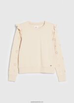 pulover din bumbac cu volane femei Pepe Jeans piele de bivol 6Z0R46284 - imagine 5