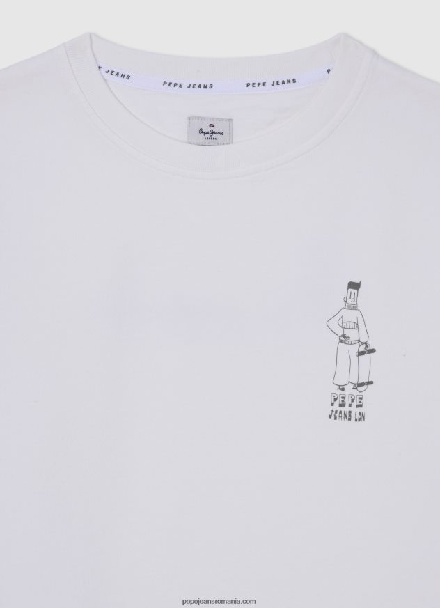 pulover din bumbac patinator băiat Pepe Jeans aproape alb 6Z0R461586 - imagine 3