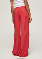 pungă de hârtie pantaloni largi femei Pepe Jeans studio roșu 6Z0R46303 - imagine 4