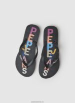 rake letters șlapi de plajă femei Pepe Jeans negru 6Z0R46697 - imagine 2