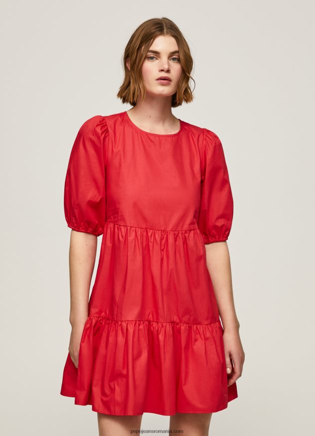 rochie din poplin de bumbac femei Pepe Jeans studio roșu 6Z0R46146 - imagine 2