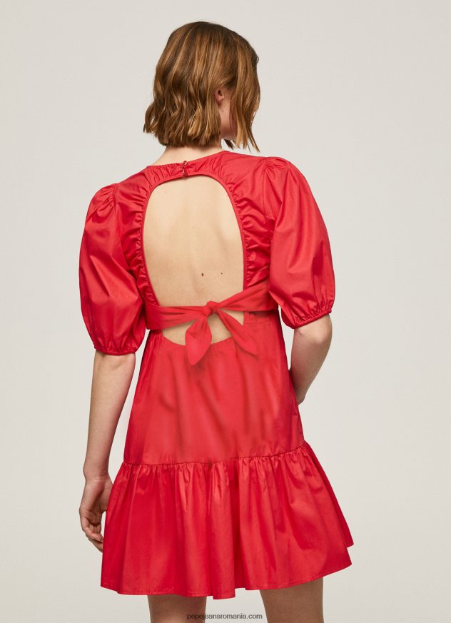 rochie din poplin de bumbac femei Pepe Jeans studio roșu 6Z0R46146 - imagine 4