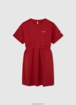 rochie mini cu dungi degradate fată Pepe Jeans roz moale 6Z0R461392 - imagine 4