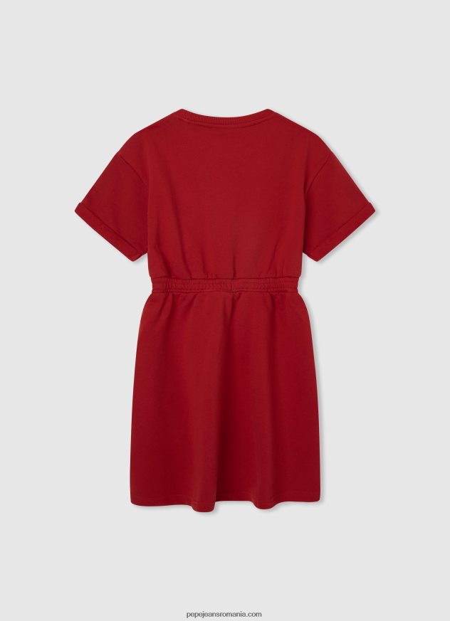 rochie mini cu guler rotunjit fată Pepe Jeans studio roșu 6Z0R461390 - imagine 2