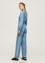 salopeta lunga cu detaliu curea femei Pepe Jeans albastru 6Z0R46192 - imagine 4