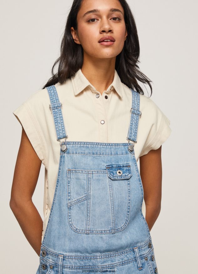 salopete scurte din denim de bumbac femei Pepe Jeans denim 6Z0R46175 - imagine 3