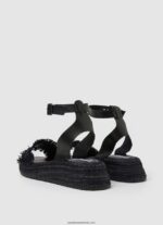sandale cu pană din material kate femei Pepe Jeans negru 6Z0R46671 - imagine 4