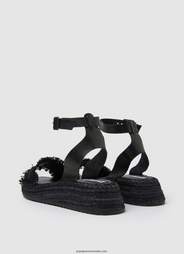 sandale cu pană din material kate femei Pepe Jeans negru 6Z0R46671 - imagine 4
