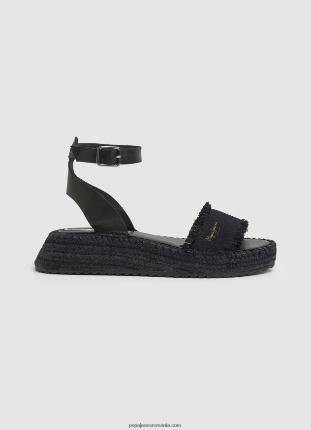 sandale cu pană din material kate femei Pepe Jeans negru 6Z0R46671 - imagine 1