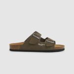 sandale din piele intoarsa bio bărbați Pepe Jeans verde kaki 6Z0R461278