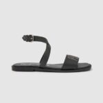 sandale din piele irma log flat femei Pepe Jeans negru 6Z0R46661