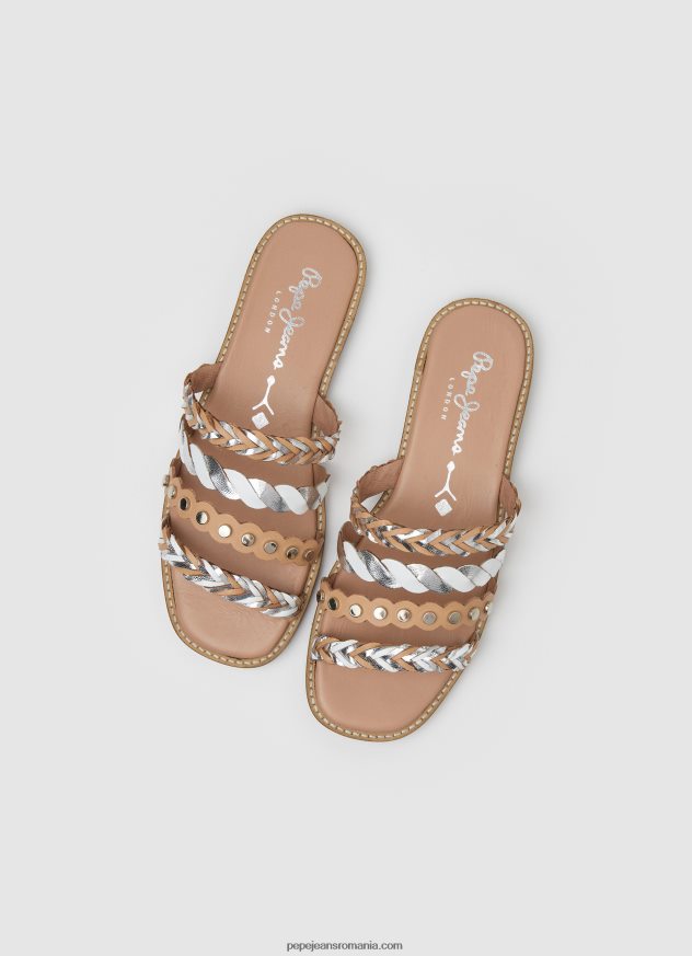 sandale irma din piele cu mai multe barete femei Pepe Jeans neizolat 6Z0R46662 - imagine 2