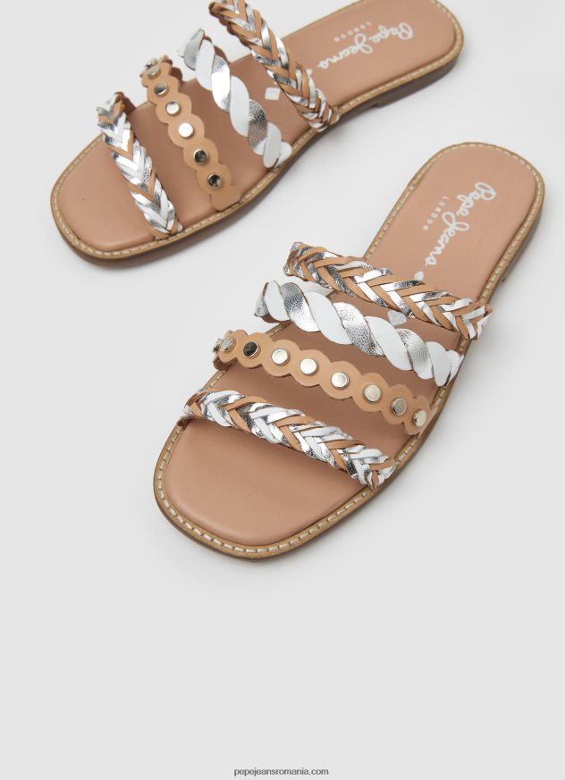 sandale irma din piele cu mai multe barete femei Pepe Jeans neizolat 6Z0R46662 - imagine 3