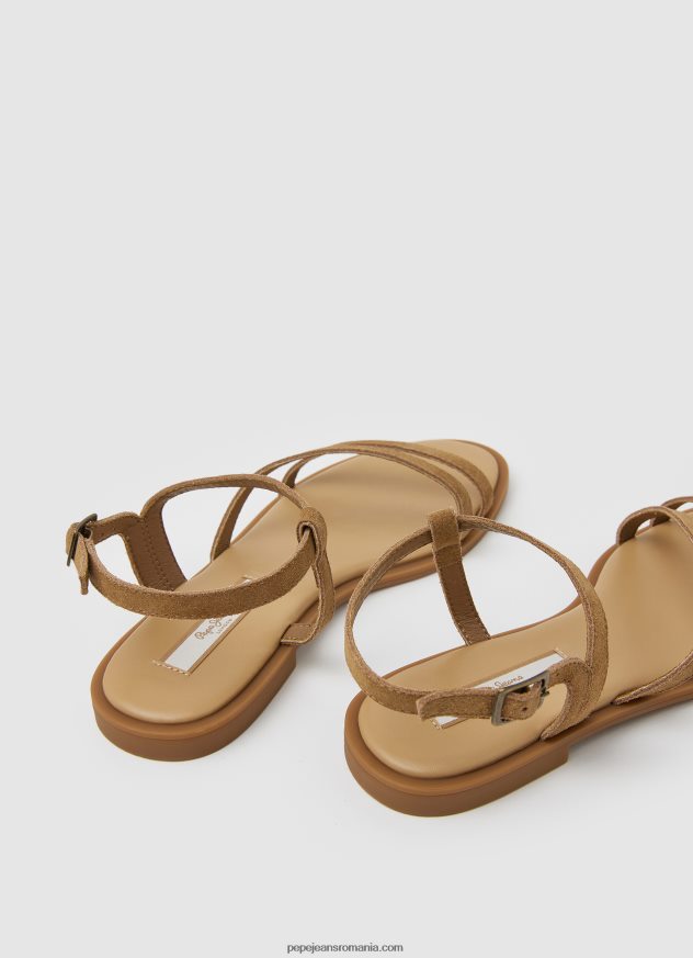sandale plate hayes folk din piele intoarsa femei Pepe Jeans ascunde 6Z0R46668 - imagine 4
