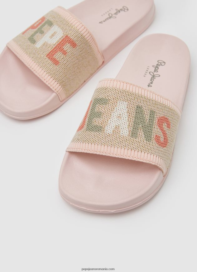șlapi de plajă din tricot glisor femei Pepe Jeans roz deschis 6Z0R46693 - imagine 3