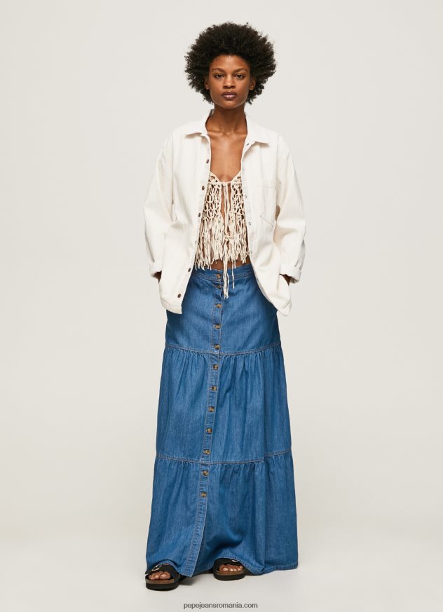 supracămașă din denim cu imprimeu în dungi femei Pepe Jeans denim 6Z0R46353 - imagine 2