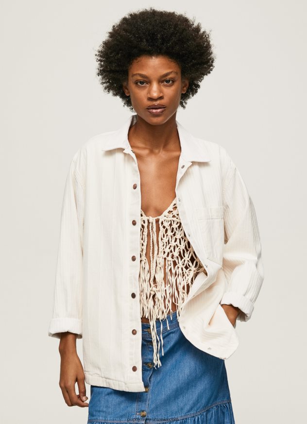 supracămașă din denim cu imprimeu în dungi femei Pepe Jeans denim 6Z0R46353 - imagine 1
