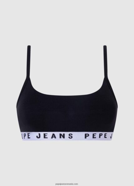 sutien sport din bumbac femei Pepe Jeans negru 6Z0R46567