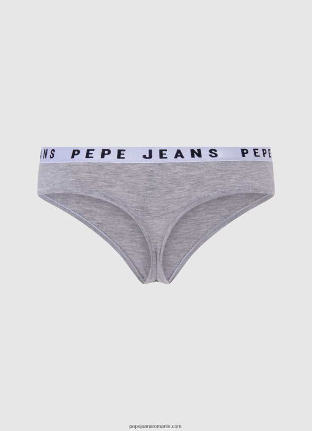 tanga clasica cu logo imprimat femei Pepe Jeans marnă cenușie 6Z0R46568 - imagine 2