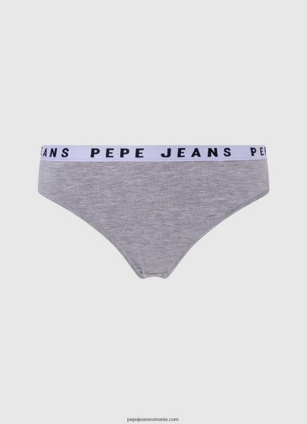 tanga clasica cu logo imprimat femei Pepe Jeans marnă cenușie 6Z0R46568 - imagine 1