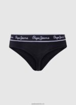 tanga clasica cu logo imprimat femei Pepe Jeans negru 6Z0R46549 - imagine 2