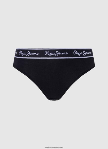 tanga clasica cu logo imprimat femei Pepe Jeans negru 6Z0R46549