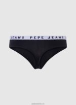 tanga clasica cu logo imprimat femei Pepe Jeans negru 6Z0R46569 - imagine 2