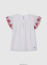 top adunat cu mâneci scurte fată Pepe Jeans roșu 6Z0R461424 - imagine 4