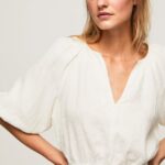 top cropped cu decolteu în V femei Pepe Jeans mousse 6Z0R46354