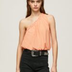 top cu decolteu asimetric femei Pepe Jeans piersică 6Z0R46355