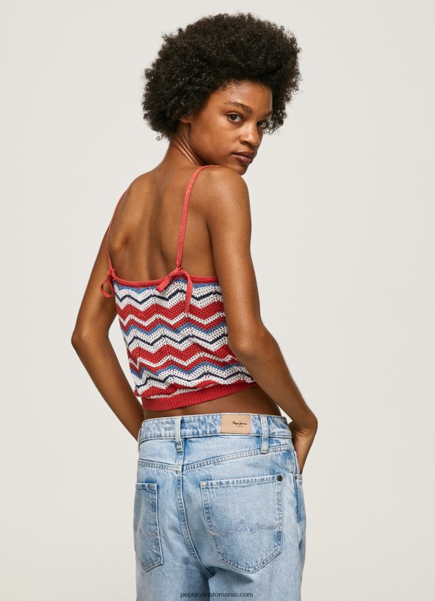top cu imprimeu în zig-zag femei Pepe Jeans studio roșu 6Z0R46226 - imagine 4