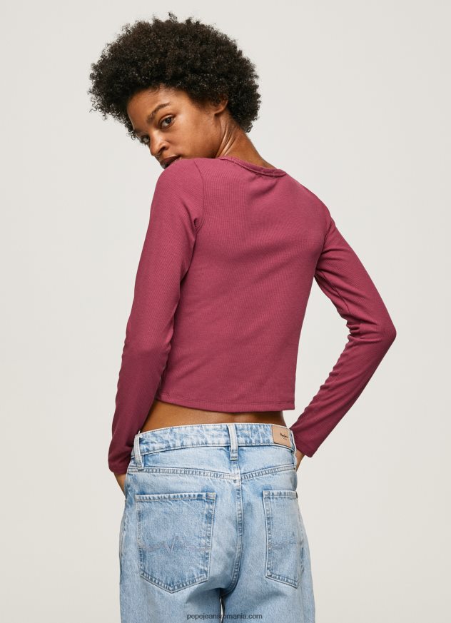 tricou asimetric cu maneca lunga femei Pepe Jeans fard de obraz închis 6Z0R46425 - imagine 4