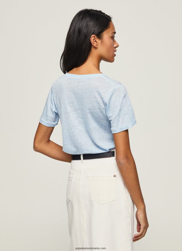 tricou cu decolteu în V din in femei Pepe Jeans dafin 6Z0R46466 - imagine 4