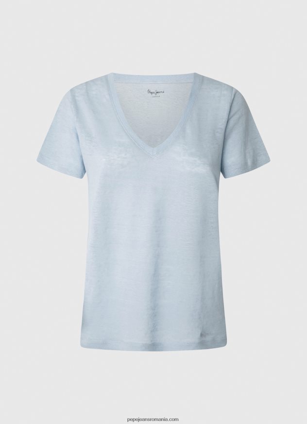 tricou cu decolteu în V din in femei Pepe Jeans dafin 6Z0R46466 - imagine 5