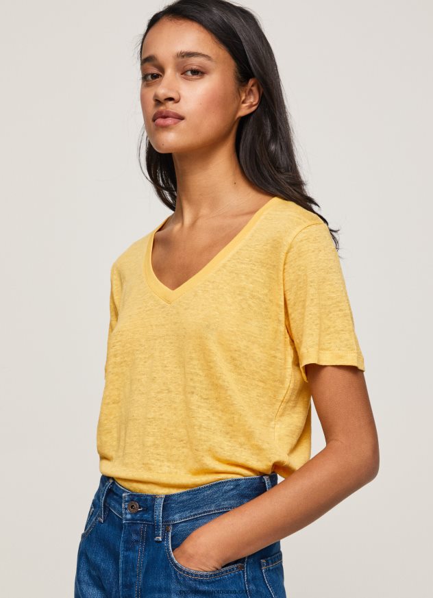 tricou_cu_decolteu_in_v_din_in_femei_pepe_jeans_stralucire_6z0r46453.jpg tricou cu decolteu în V din in femei Pepe Jeans strălucire 6Z0R46453 - imagine 1