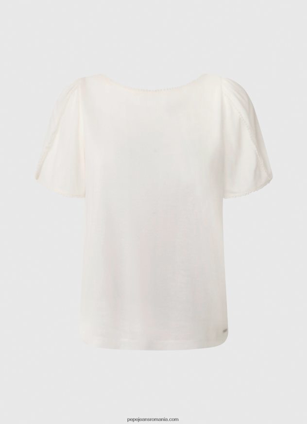 tricou cu guler barcă marmorat femei Pepe Jeans alb 6Z0R46452 - imagine 5