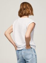 tricou cu imprimeu cu logo femei Pepe Jeans alb 6Z0R46445 - imagine 4