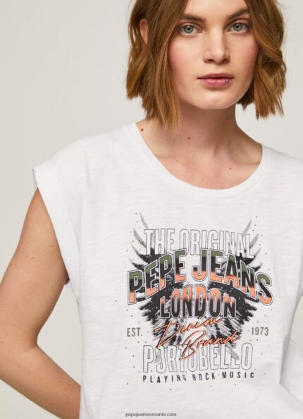 tricou cu imprimeu cu logo femei Pepe Jeans alb 6Z0R46445