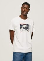 tricou cu imprimeu foto bărbați Pepe Jeans alb 6Z0R46955 - imagine 3