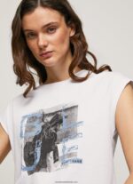 tricou cu imprimeu foto femei Pepe Jeans alb 6Z0R46410 - imagine 3