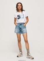 tricou cu imprimeu foto femei Pepe Jeans alb 6Z0R46429 - imagine 2