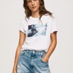 tricou cu imprimeu foto femei Pepe Jeans alb 6Z0R46429