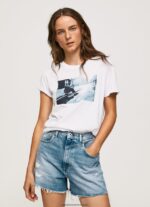 tricou cu imprimeu foto femei Pepe Jeans alb 6Z0R46429