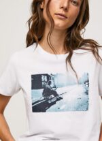 tricou cu imprimeu foto femei Pepe Jeans alb 6Z0R46429 - imagine 3