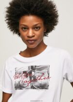 tricou cu imprimeu foto femei Pepe Jeans alb 6Z0R46432 - imagine 3