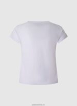 tricou cu imprimeu monocromatic fată Pepe Jeans alb 6Z0R461453 - imagine 2