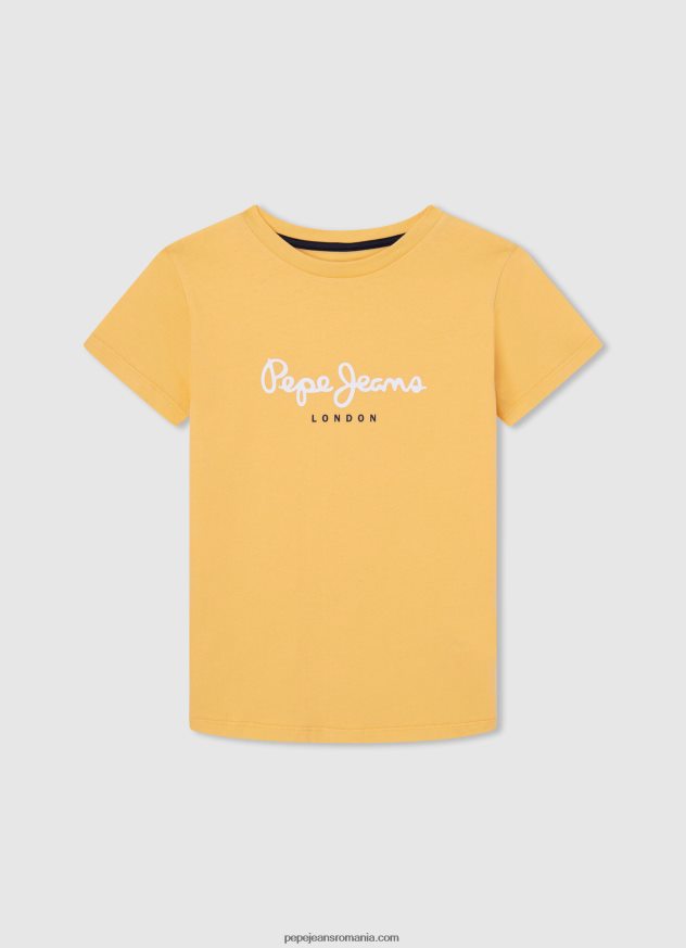 tricou cu logo cu buzunar frontal băiat Pepe Jeans portocala de dovleac 6Z0R461638 - imagine 4
