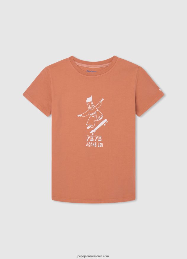 tricou cu logo cu efect uzat băiat Pepe Jeans fildeş 6Z0R461615 - imagine 4
