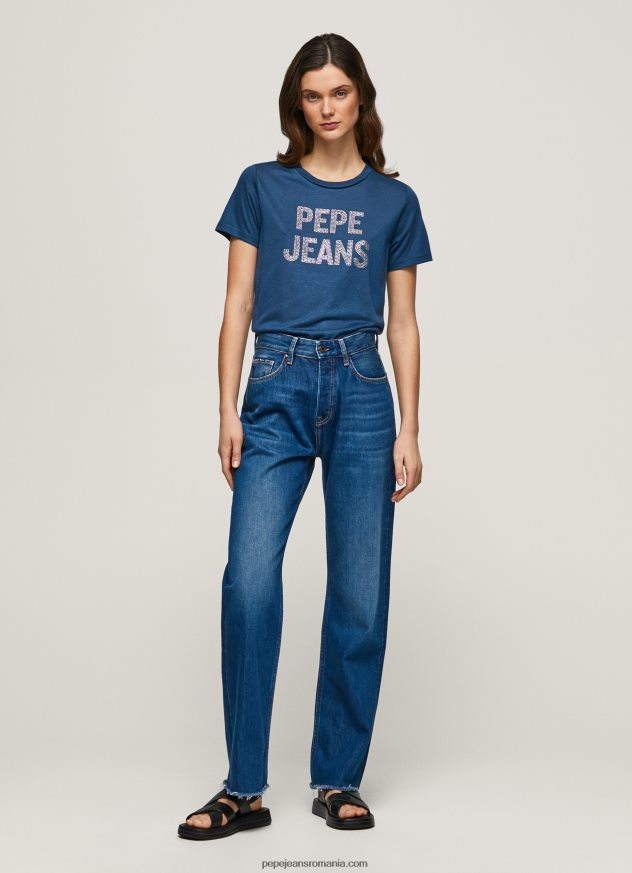 tricou cu logo cu imprimeu strass femei Pepe Jeans ocean 6Z0R46443 - imagine 2